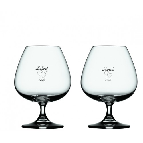 2 stk. Spiegelau cognacglas med gravering